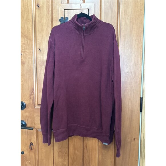 Eddie Bauer Sweater Mens TXL Maroon Quarter Zip Mock Neck Heavy Knit Vtg 90s Y2K - Picture 2 of 16